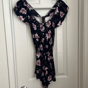 Floral cap sleeve romper